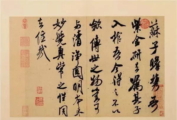 米芾行書題跋蘇軾《枯木怪石圖》