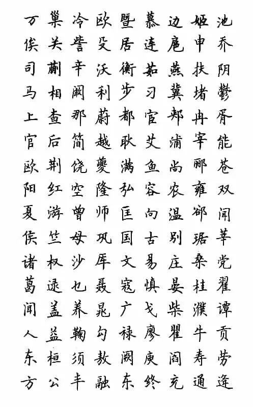 硬筆楷書字帖 | 盧中南鋼筆楷書《百家姓》