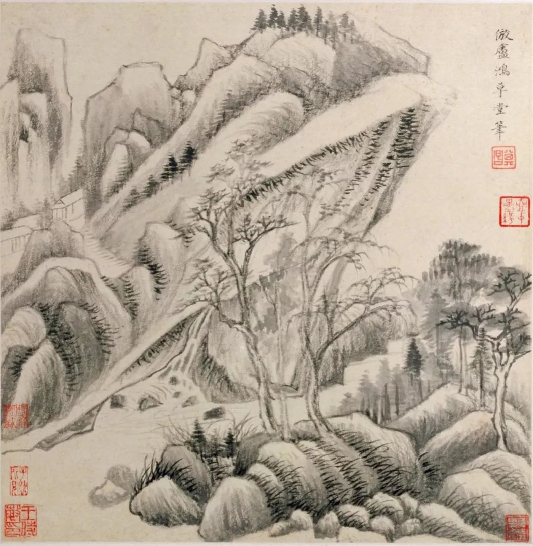 明代董其昌字畫欣賞《仿古山水》冊