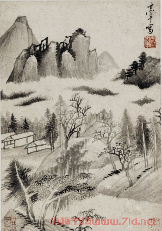 董其昌書畫對(duì)題仿古山水圖冊(cè)（六開）