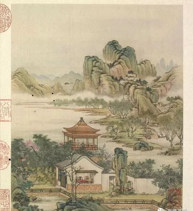 梁詩正書法《山水樓閣圖》字畫冊頁