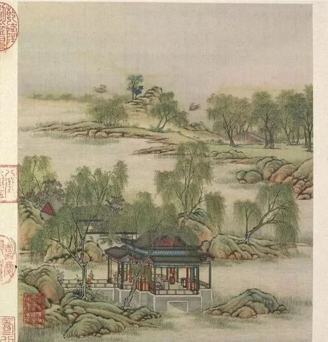 梁詩正書法《山水樓閣圖》字畫冊頁