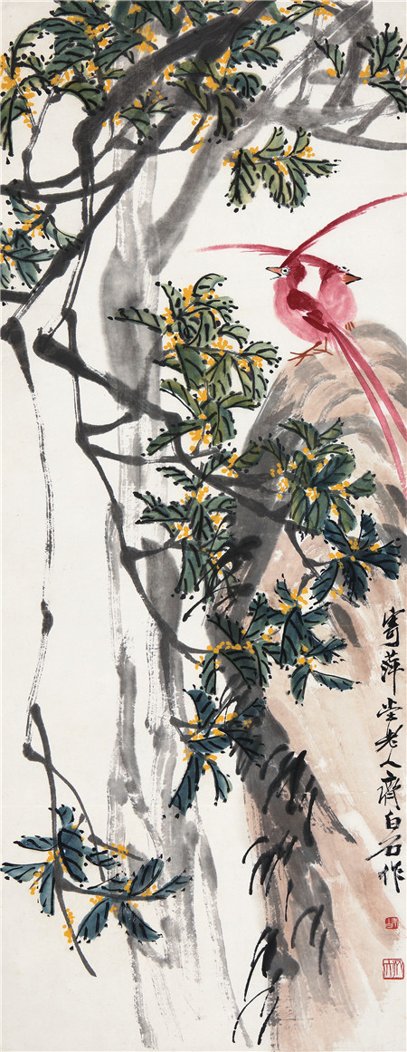 齊白石書畫作品《桂花綬帶圖》欣賞 齊白石書畫作品《桂花綬帶圖》欣賞