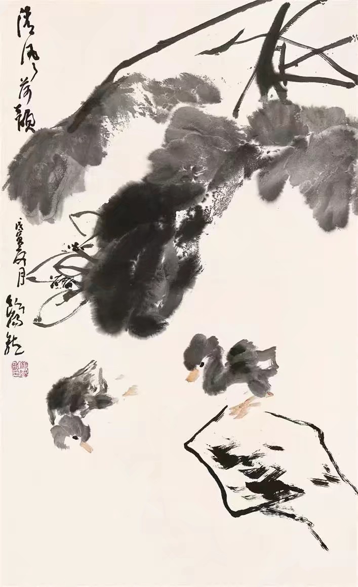 著名畫家歐陽龍國畫鴨欣賞