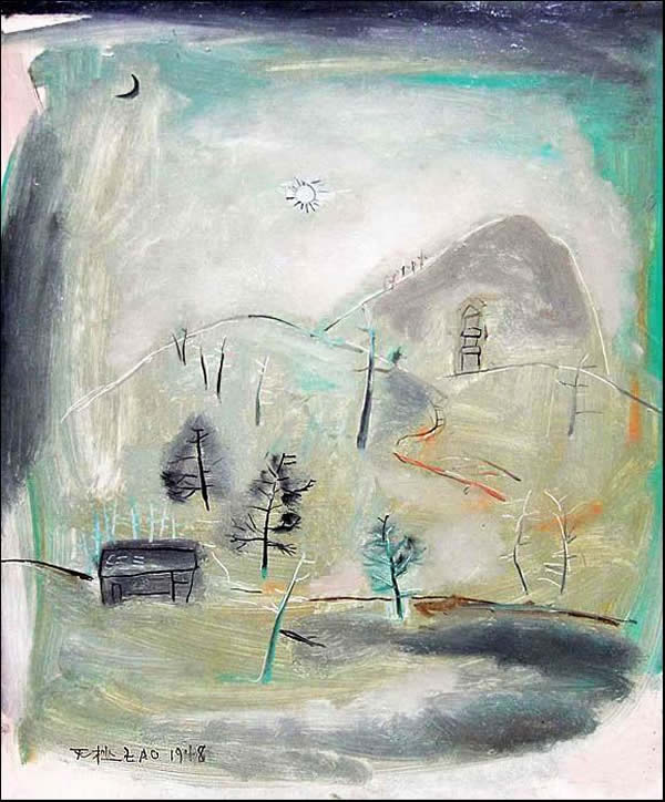 趙無極早期作品欣賞，趙無極抽象油畫早期作品(圖2)