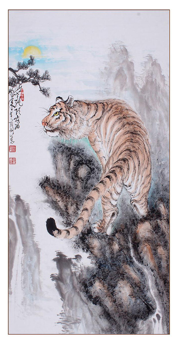 中國畫虎名家任訓(xùn)善老虎畫作品《上山虎》 中國畫虎名家任訓(xùn)善老虎畫作品《上山虎》