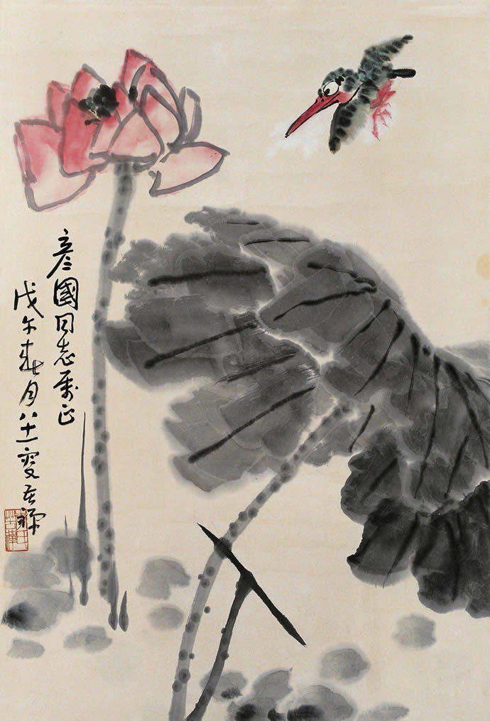 李苦禪國畫荷花作品圖片欣賞，李苦禪精品荷花圖【多圖高清】