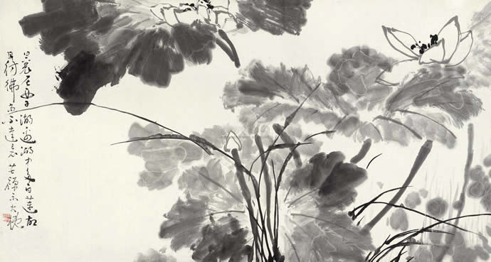 李苦禪國畫荷花作品圖片欣賞,李苦禪精品荷花圖