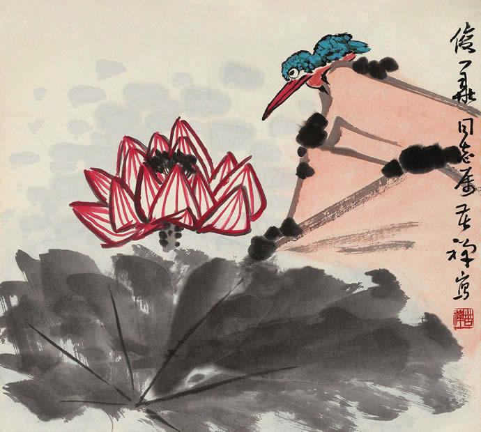 李苦禪國畫荷花作品圖片欣賞,李苦禪精品荷花圖