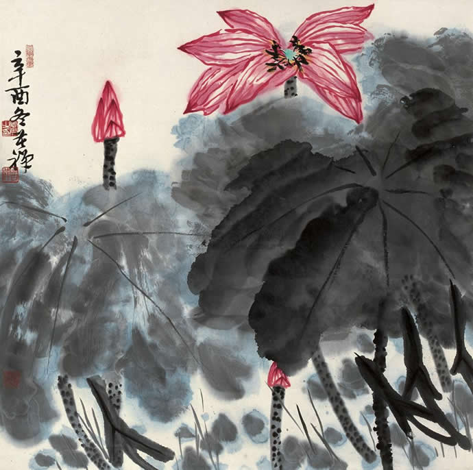 李苦禪國畫荷花作品圖片欣賞,李苦禪精品荷花圖