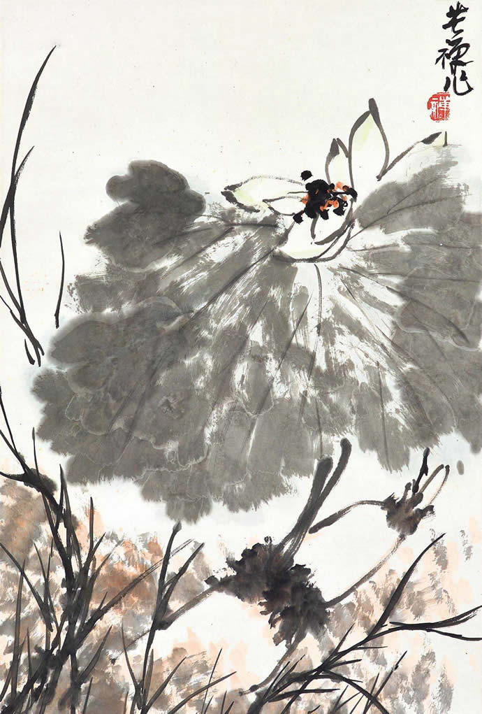 李苦禪國畫荷花作品圖片欣賞,李苦禪精品荷花圖