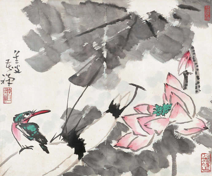 李苦禪國畫荷花作品圖片欣賞,李苦禪精品荷花圖