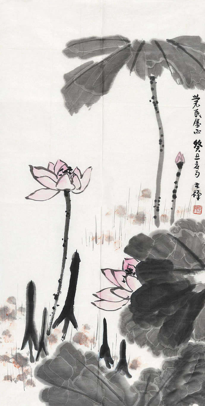 李苦禪國畫荷花作品圖片欣賞,李苦禪精品荷花圖