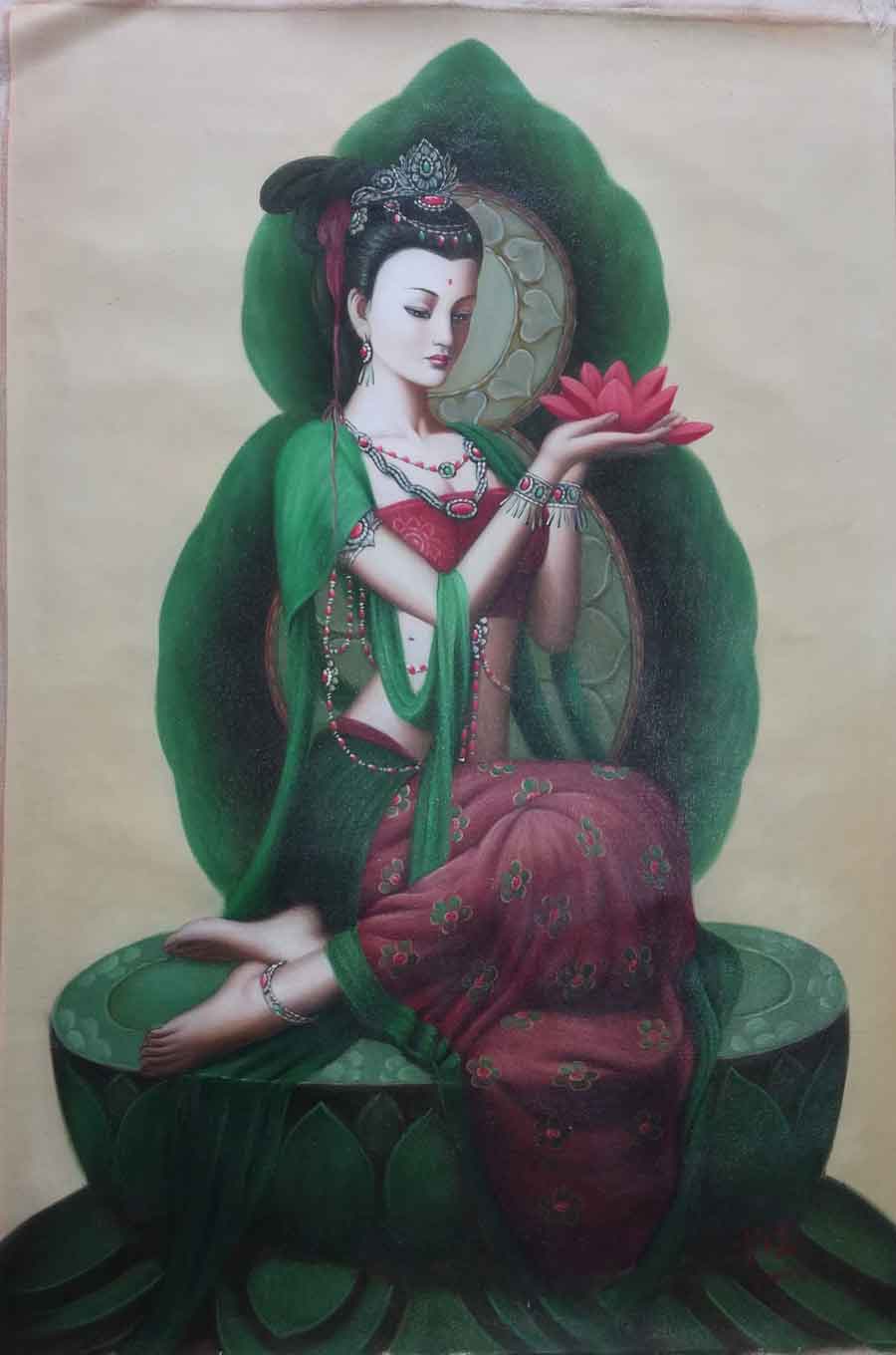 曾浩油畫作品《蓮花觀音》 曾浩油畫作品《蓮花觀音》