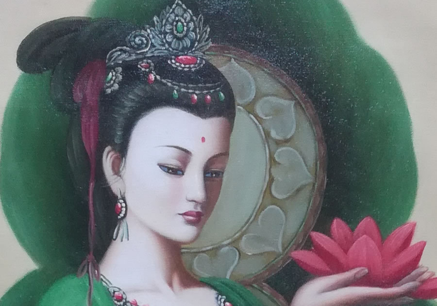 曾浩油畫作品《蓮花觀音》