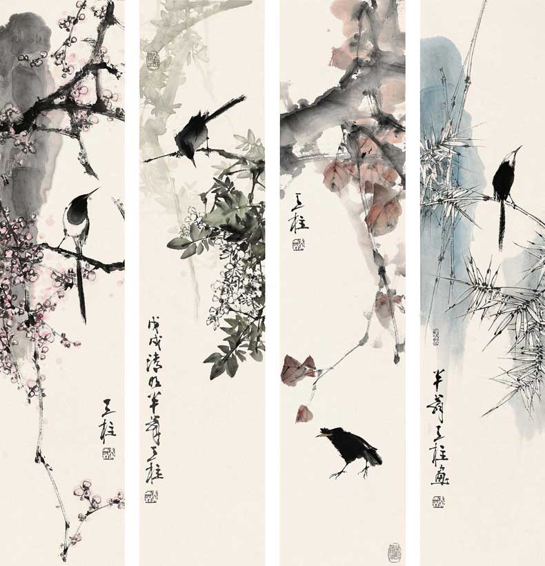 秦天柱花鳥畫作品欣賞