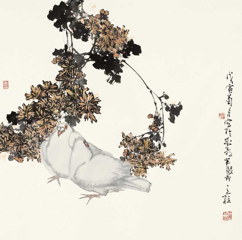 秦天柱花鳥畫作品欣賞