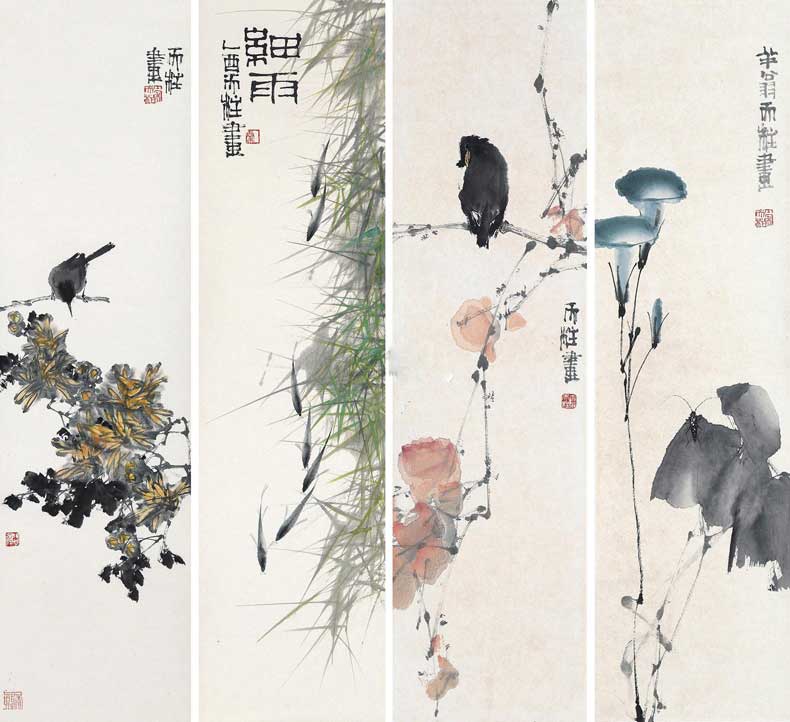秦天柱花鳥畫作品欣賞
