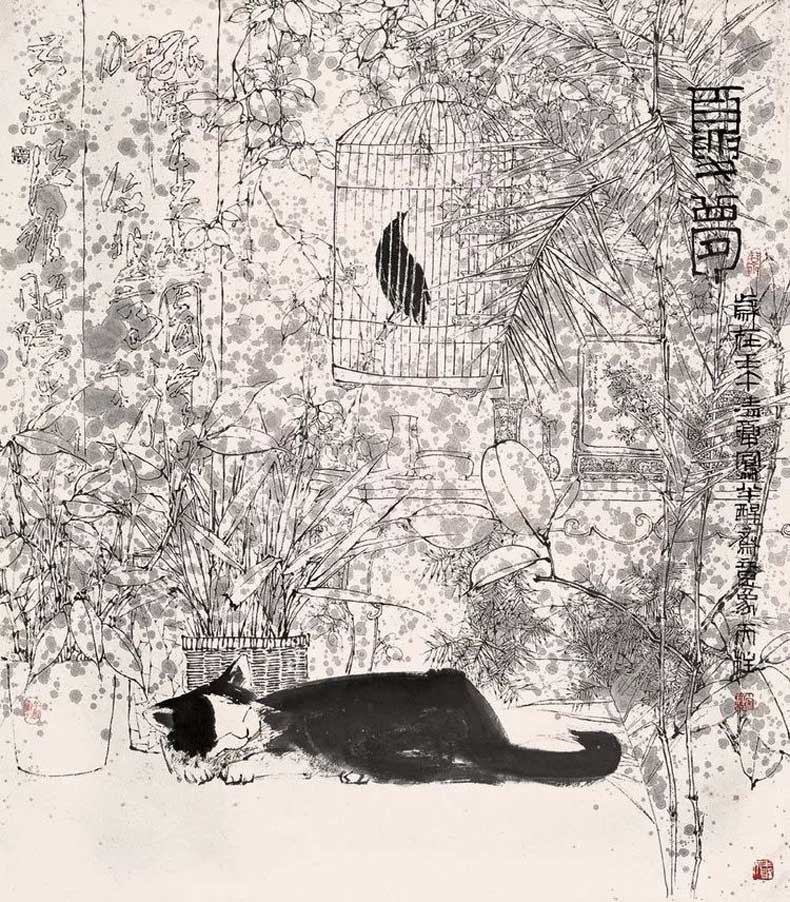 秦天柱花鳥畫作品欣賞