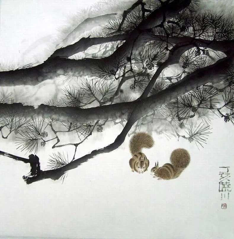 秦天柱花鳥畫作品欣賞