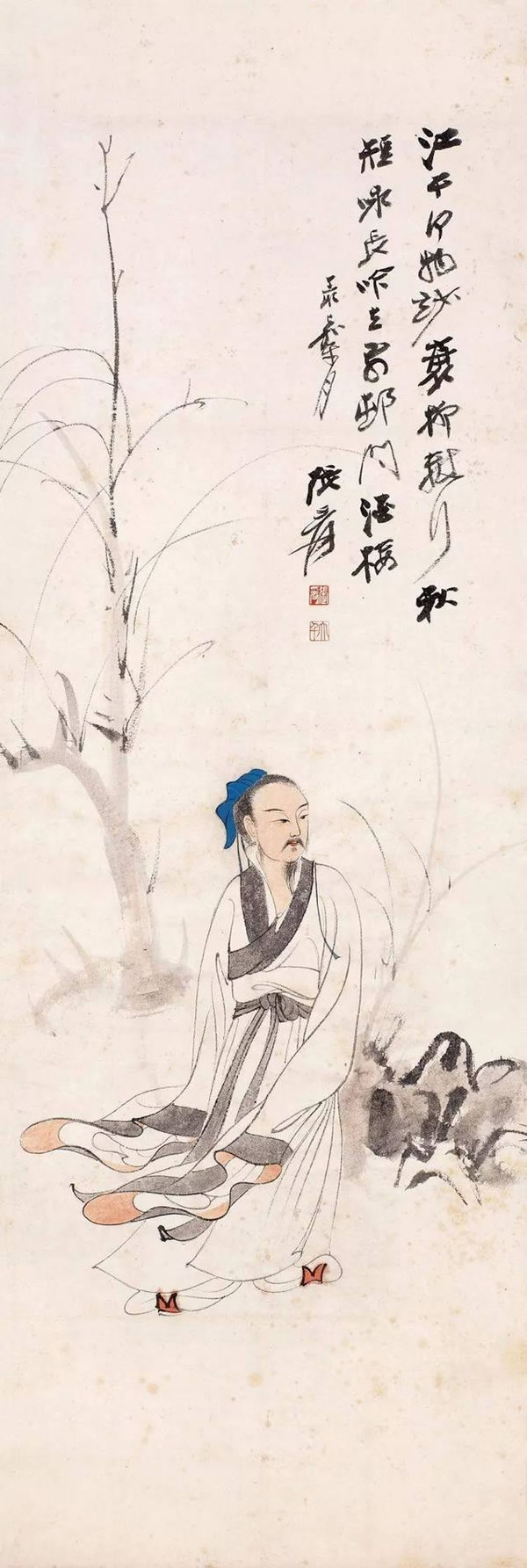 張大千 江干行吟圖