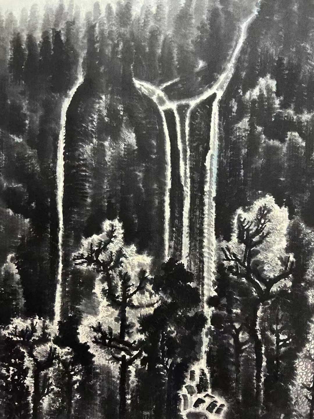 李可染作品《雨余樹色潤》書畫雙絕