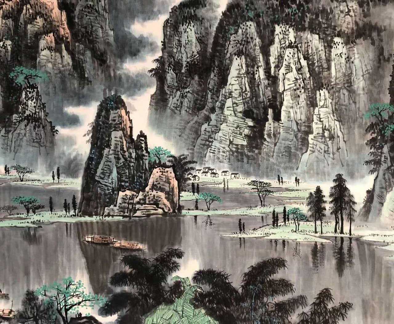 白雪石代表作《漓江山水》丈六顛峰巨作