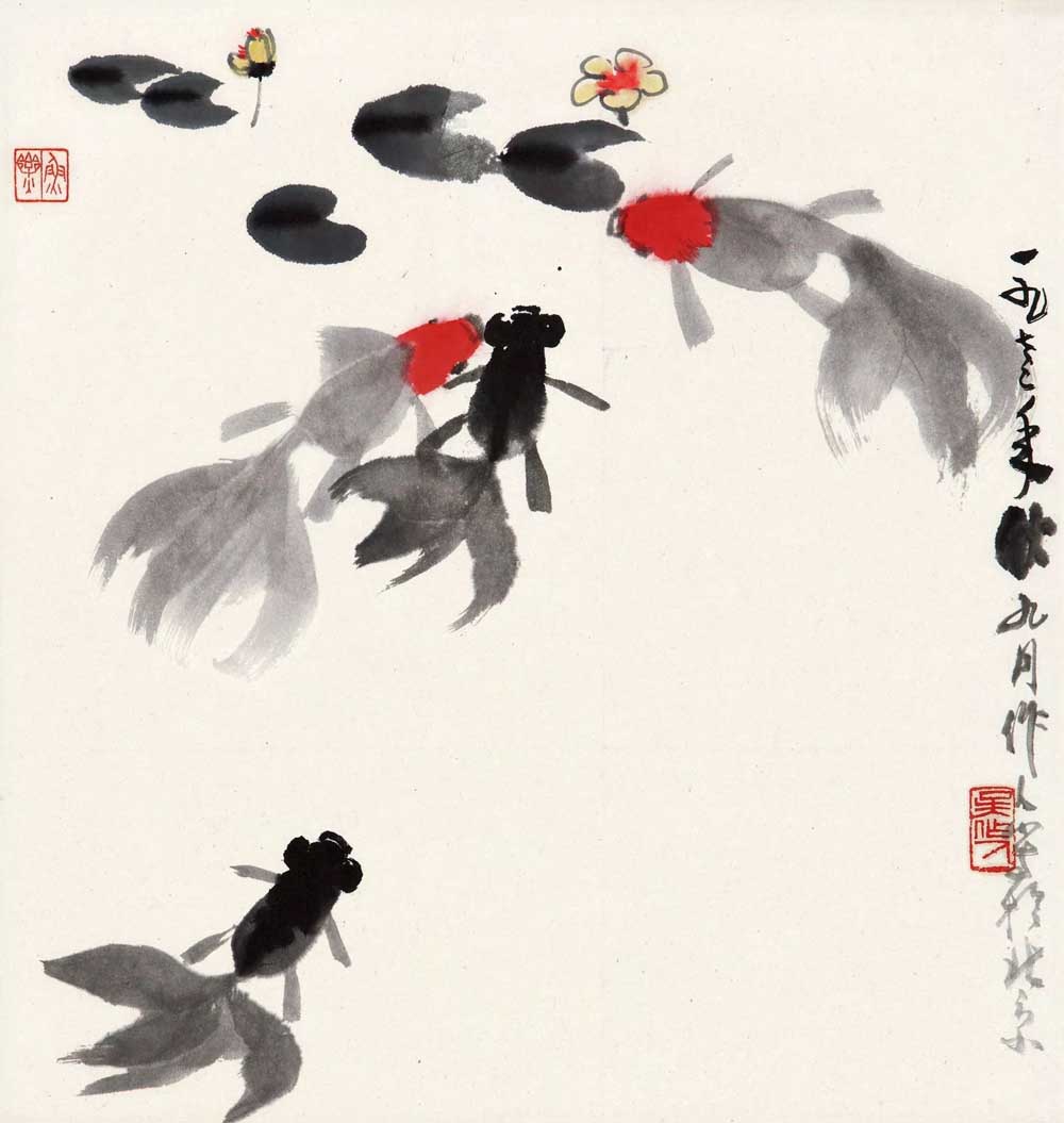 畫金魚第一人吳作人作品,寥寥數筆生動傳神!