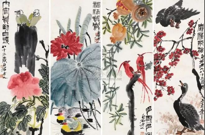 花鳥四屏