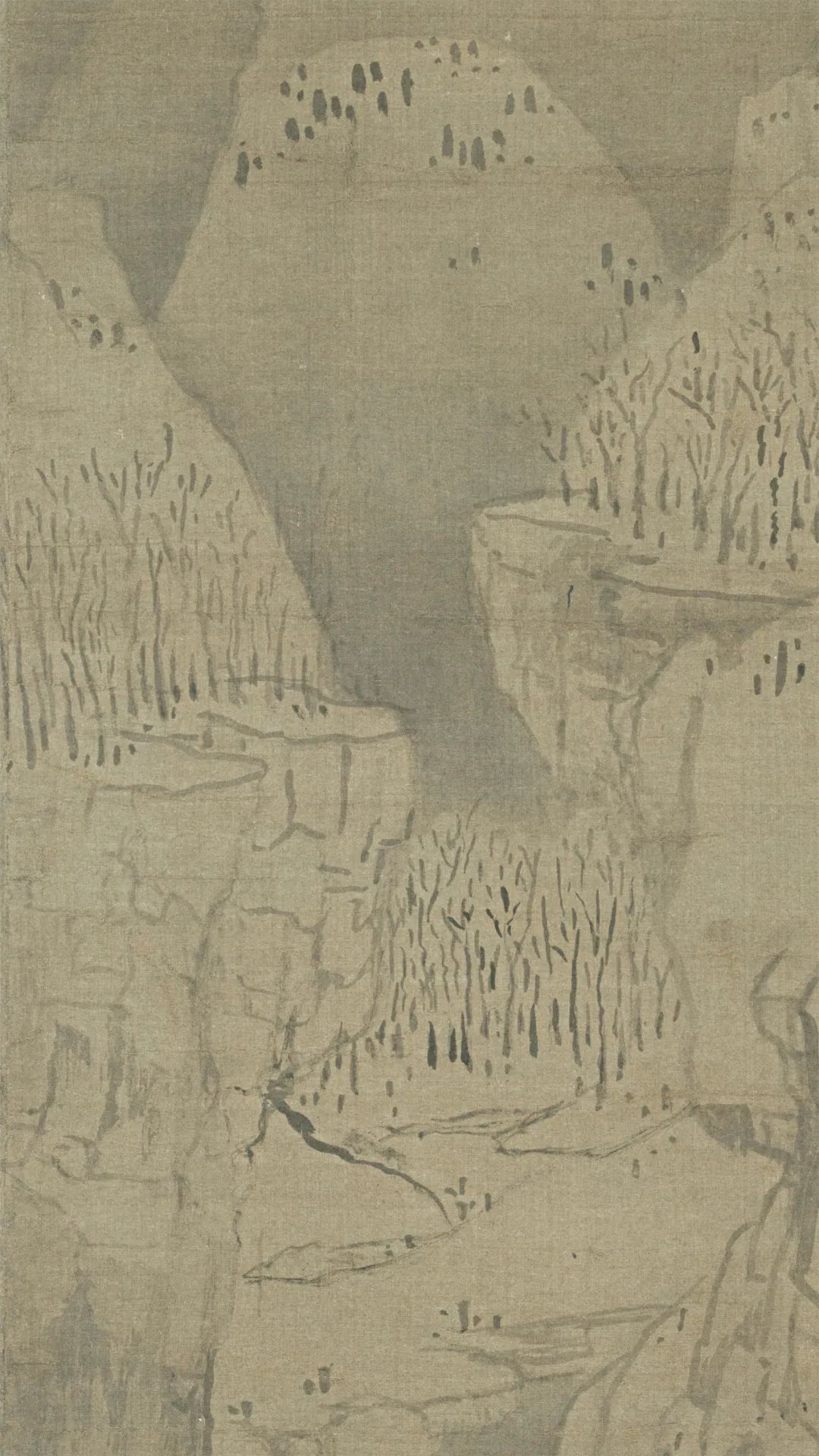 元代畫家黃公望的山水畫《九峰雪霽圖》欣賞