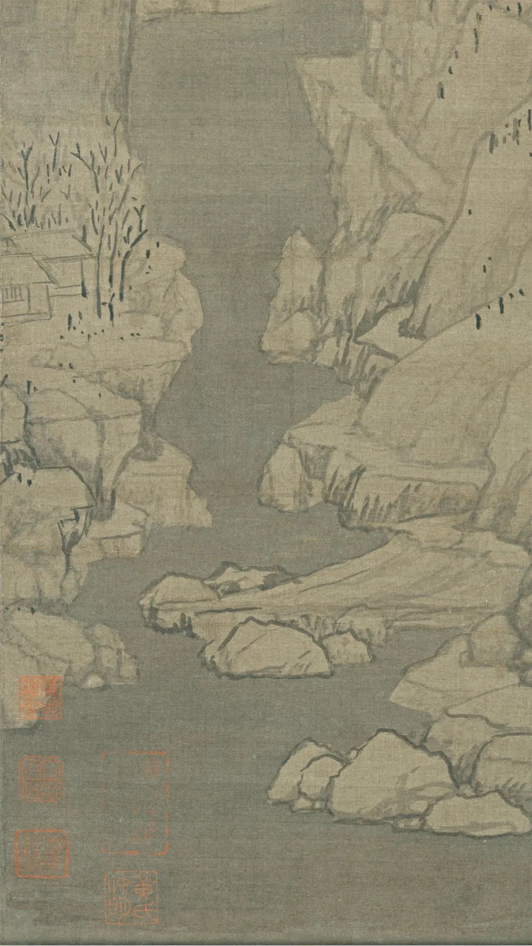元代畫家黃公望的山水畫《九峰雪霽圖》欣賞