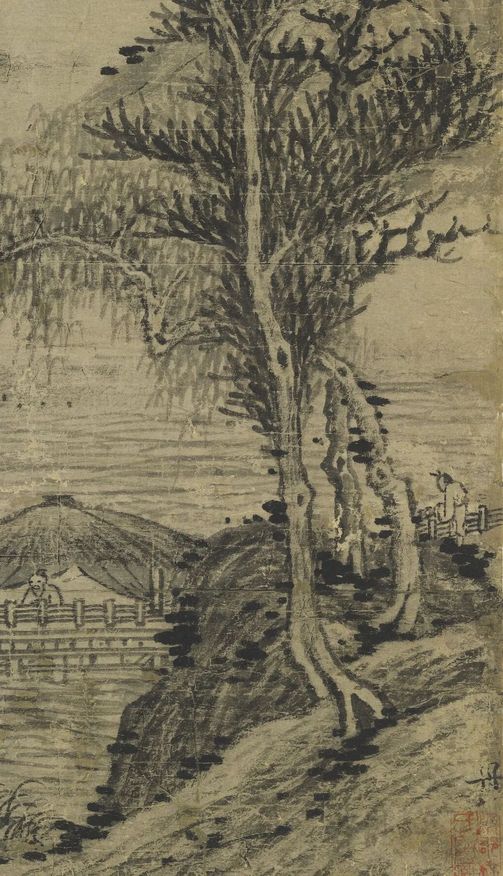 元代畫家柯九思的山水畫《溪亭山色圖》欣賞