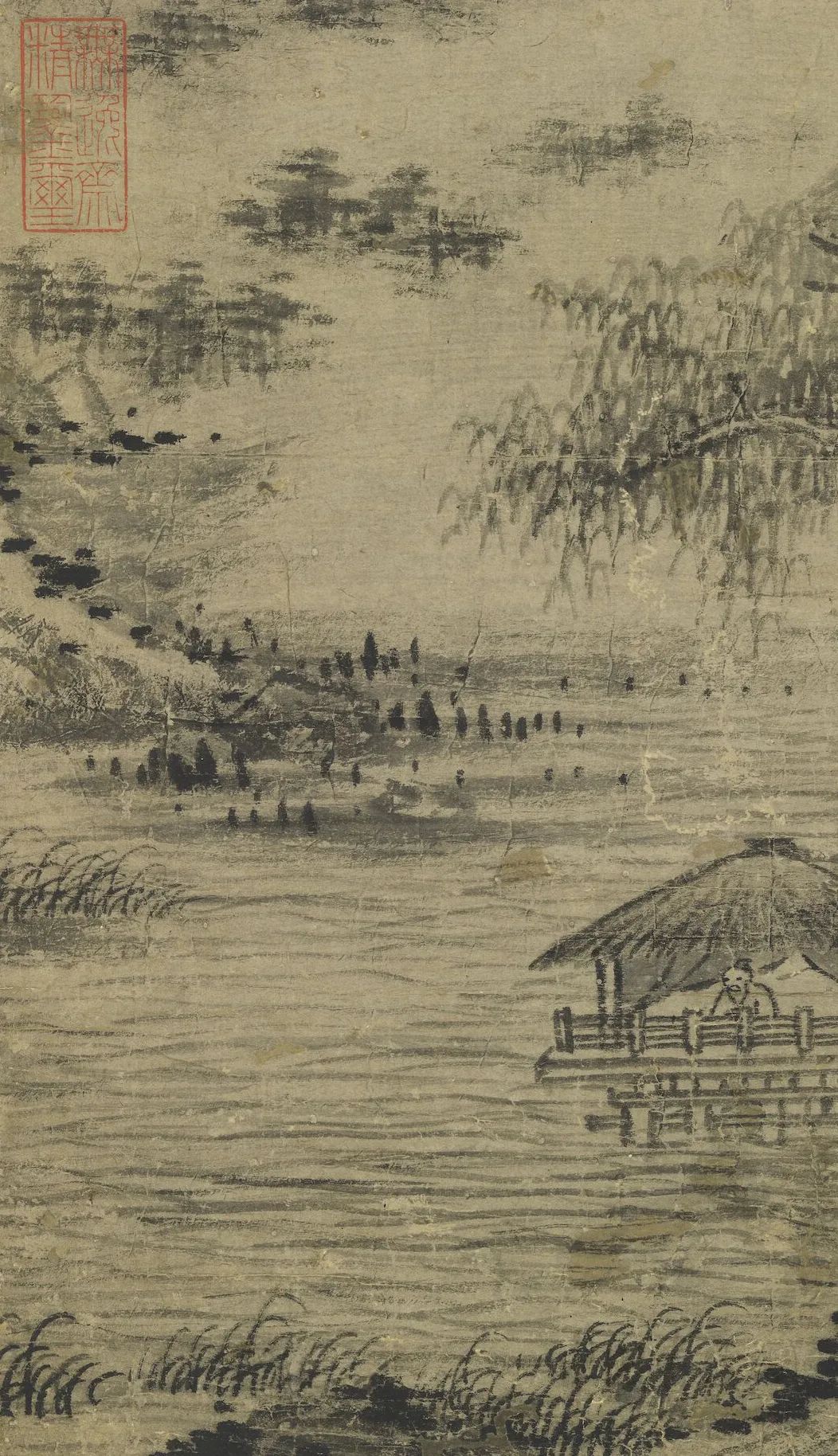 元代畫家柯九思的山水畫《溪亭山色圖》欣賞