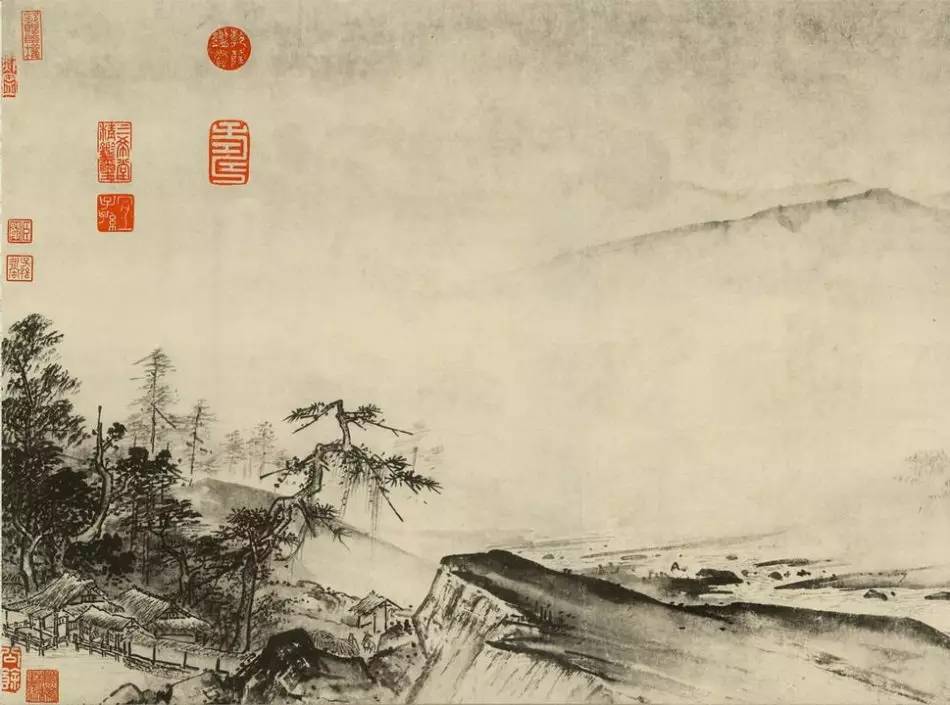 南宋畫家夏圭《寒林對(duì)雪圖》作品欣賞 南宋畫家夏圭《寒林對(duì)雪圖》作品欣賞