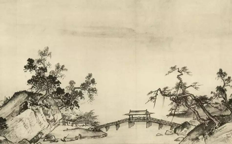 南宋畫家夏圭《寒林對(duì)雪圖》作品欣賞 南宋畫家夏圭《寒林對(duì)雪圖》作品欣賞
