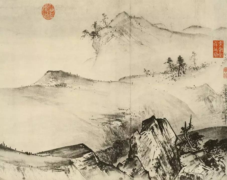 南宋畫家夏圭《寒林對(duì)雪圖》作品欣賞 南宋畫家夏圭《寒林對(duì)雪圖》作品欣賞