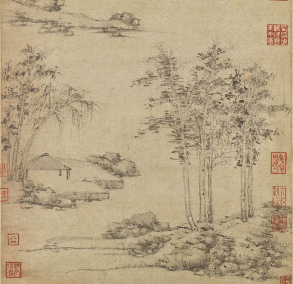 倪瓚《江亭山色圖》