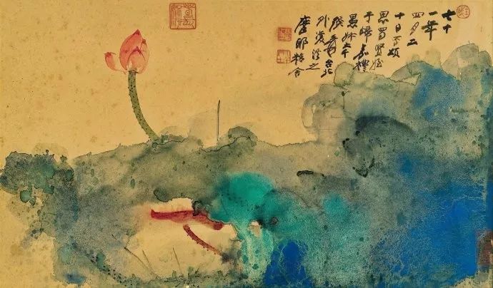 百年巨匠張大千《潑彩荷花》賞析 百年巨匠張大千《潑彩荷花》賞析