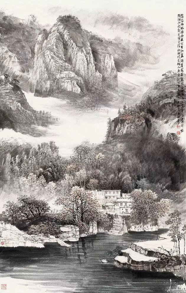 王中年山水畫作品及技法欣賞