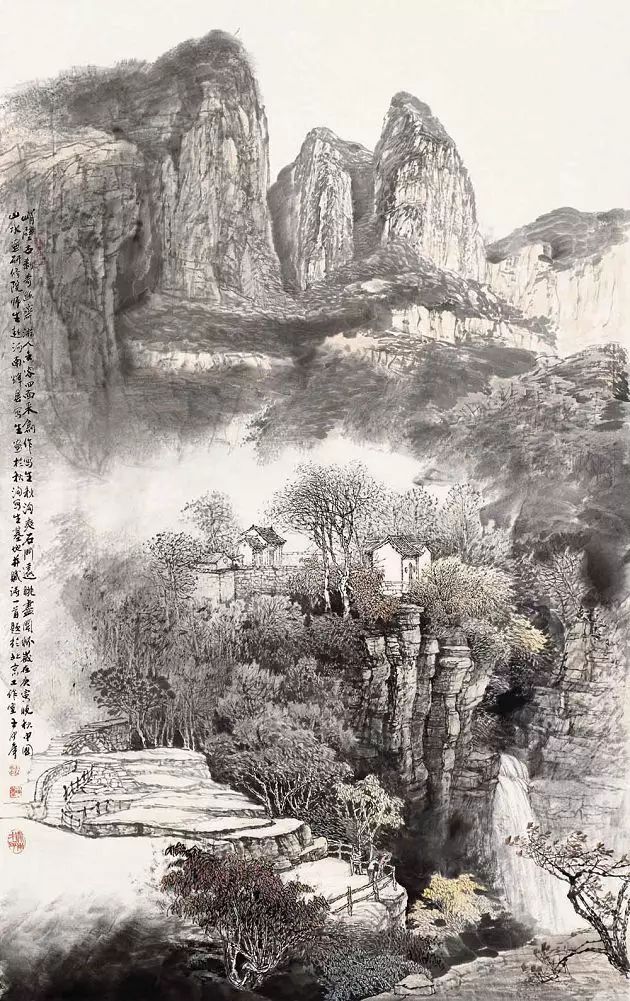 王中年山水畫作品及技法欣賞