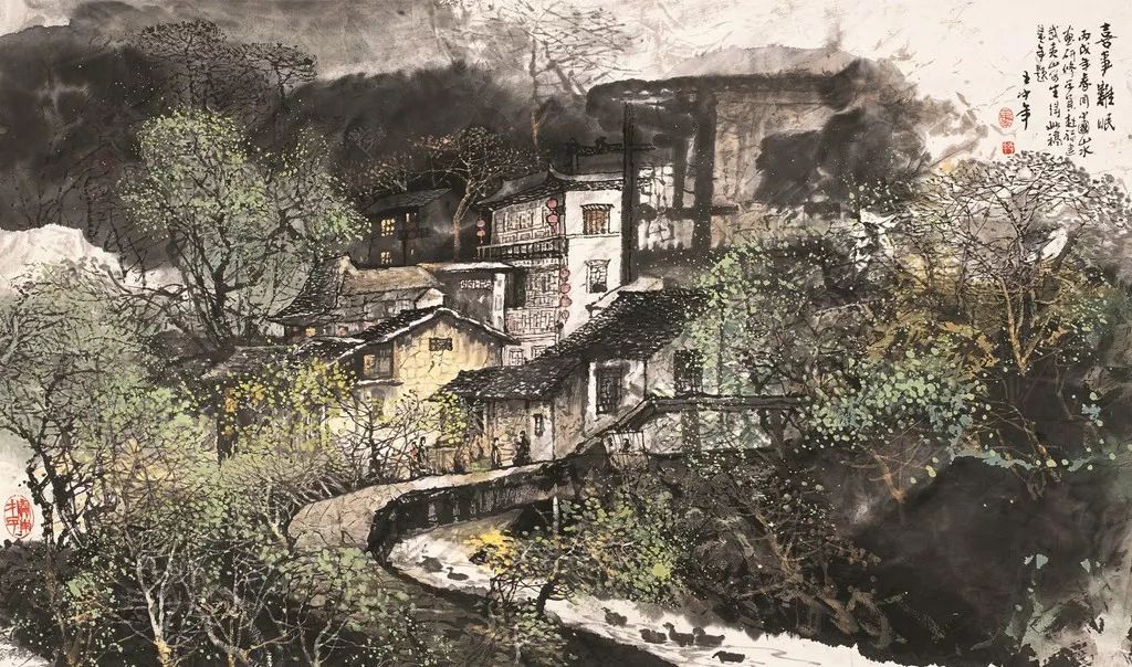 王中年山水畫作品及技法欣賞
