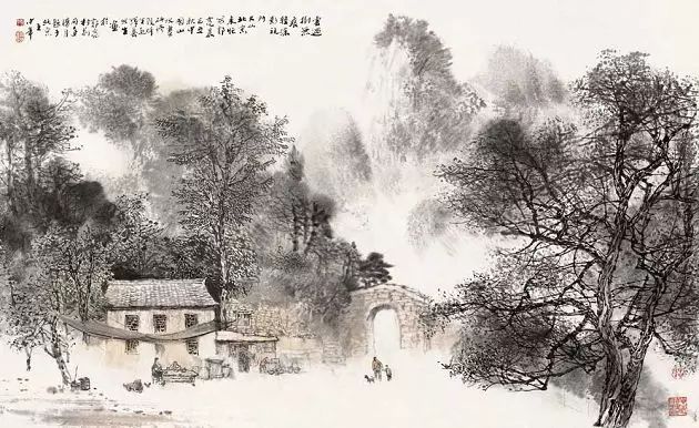 王中年山水畫作品及技法欣賞