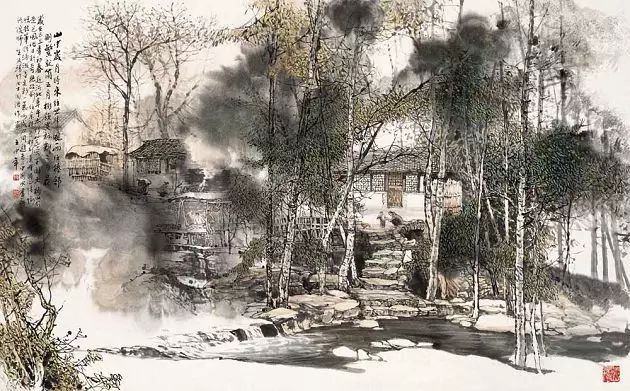 王中年山水畫作品及技法欣賞