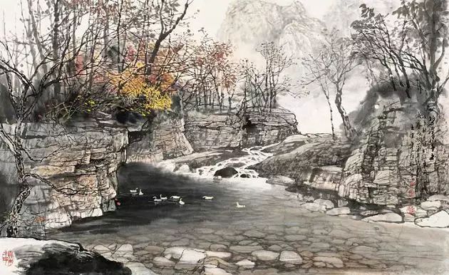 王中年山水畫作品及技法欣賞