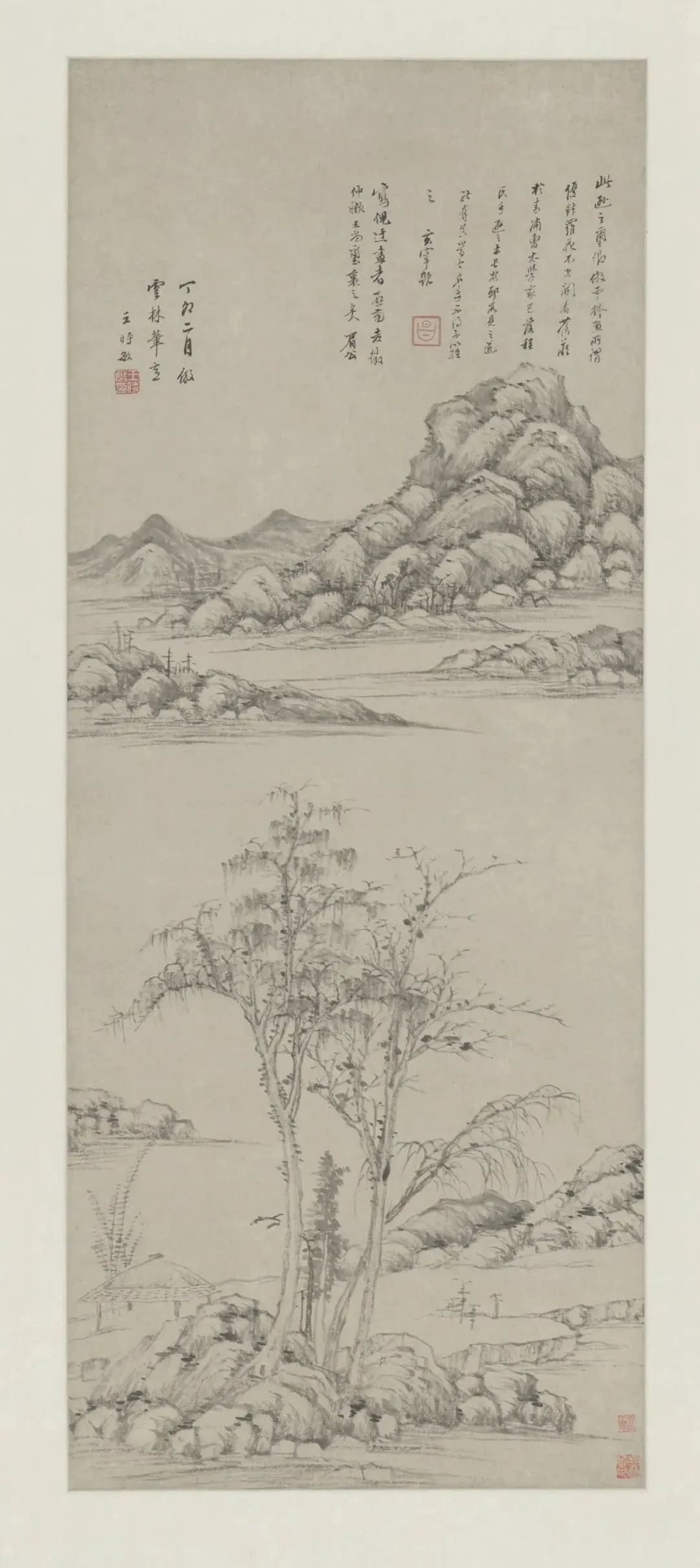 王時敏《仿倪云林山水》水墨畫欣賞